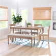 Linon Miles Six Piece Upholstered Dining Set with Bench in Natural Wood Finish