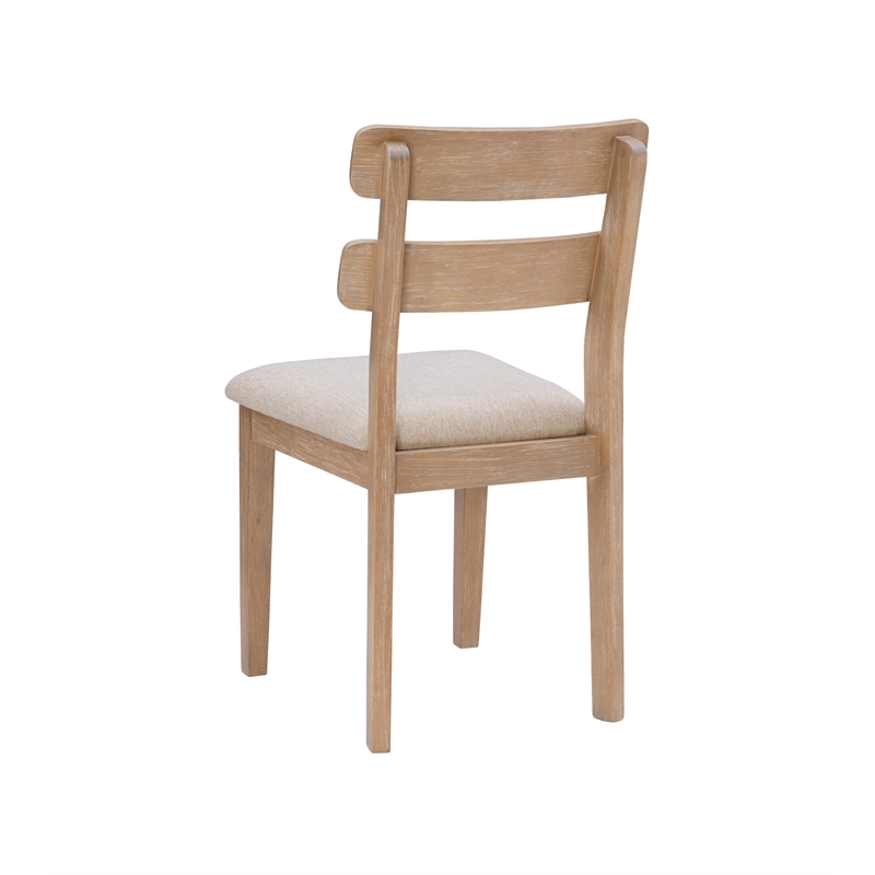 Linon Miles Six Piece Upholstered Dining Set with Bench in Natural Wood Finish