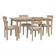 Linon Miles Five Piece Upholstered Dining Set in Rustic Natural Wood Finish