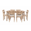 Linon Miles Seven Piece Upholstered Dining Set in Rustic Natural Wood Finish