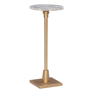 linon gavin adjustable metal and sandy marble drink table in gold