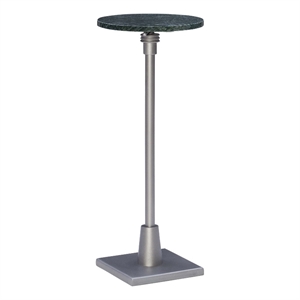 Linon Gavin Adjustable Metal and Green Marble Drink Accent Table in Silver