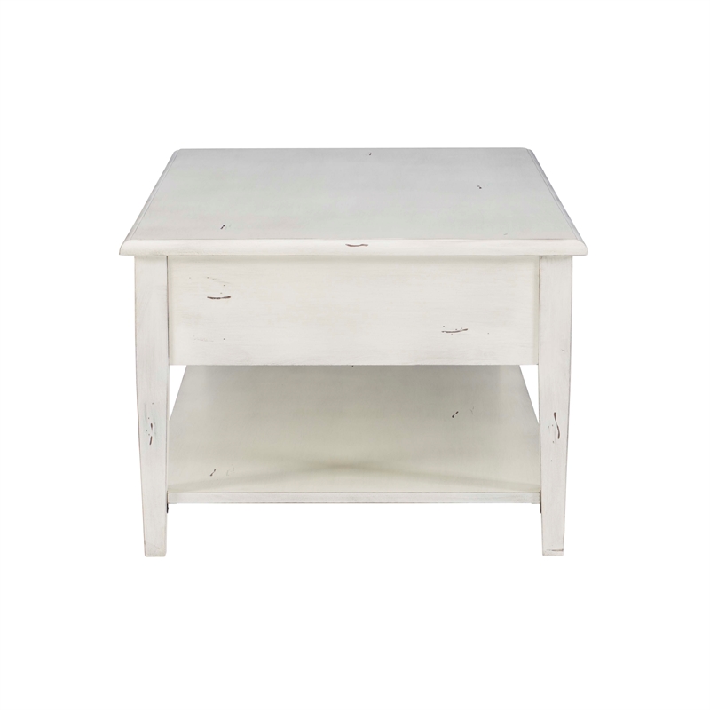 Linon Sadie Wood Coffee Table with Storage in Cream