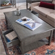 Linon Sadie Coffee Table with 3 Drawers and Bottom Shelf in Gray Distressed Wood