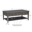 Linon Sadie Coffee Table with 3 Drawers and Bottom Shelf in Gray Distressed Wood