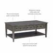 Linon Sadie Coffee Table with 3 Drawers and Bottom Shelf in Gray Distressed Wood