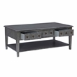 Linon Sadie Coffee Table with 3 Drawers and Bottom Shelf in Gray Distressed Wood
