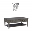 Linon Sadie Coffee Table with 3 Drawers and Bottom Shelf in Gray Distressed Wood