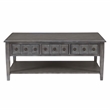 Linon Sadie Coffee Table with 3 Drawers and Bottom Shelf in Gray Distressed Wood
