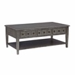 Linon Sadie Coffee Table with 3 Drawers and Bottom Shelf in Gray Distressed Wood