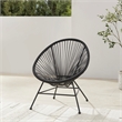 Linon Tallie Outdoor Oval Chair Handwoven Wicker Roping Steel Frame in Black