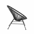 Linon Tallie Outdoor Oval Chair Handwoven Wicker Roping Steel Frame in Black