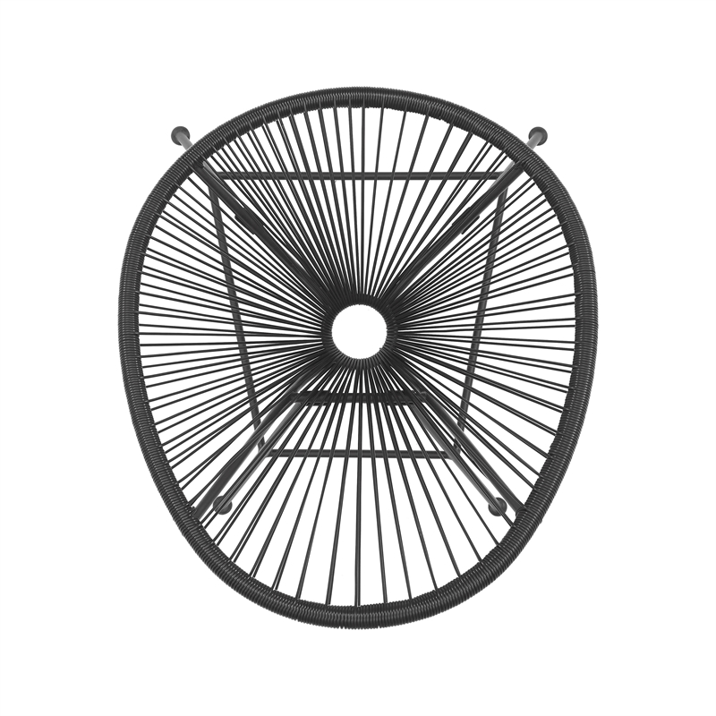Linon Tallie Outdoor Oval Chair Handwoven Wicker Roping Steel Frame in Black