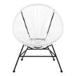 Linon Tallie Outdoor Oval Chair Handwoven Wicker Roping Steel Frame in White