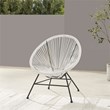 Linon Tallie Outdoor Oval Chair Handwoven Wicker Roping Steel Frame in White