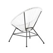Linon Tallie Outdoor Oval Chair Handwoven Wicker Roping Steel Frame in White