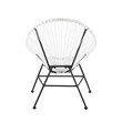 Linon Tallie Outdoor Oval Chair Handwoven Wicker Roping Steel Frame in White