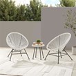 Linon Tallie Outdoor Oval Chair Handwoven Wicker Roping Steel Frame in White