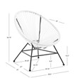 Linon Tallie Outdoor Oval Chair Handwoven Wicker Roping Steel Frame in White