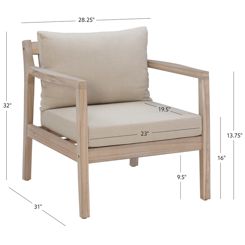 Linon Kori Outdoor Wood Set of Two Side Chairs in Natural