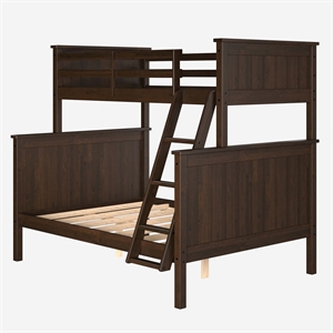 linon tilda wood twin over full bunk bed in walnut