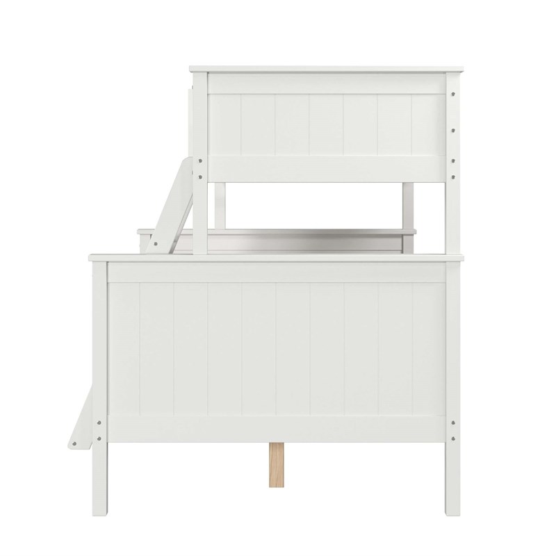 Linon Tilda Twin over Full Bunk Bed with Top Guard Rails in White Solid Wood
