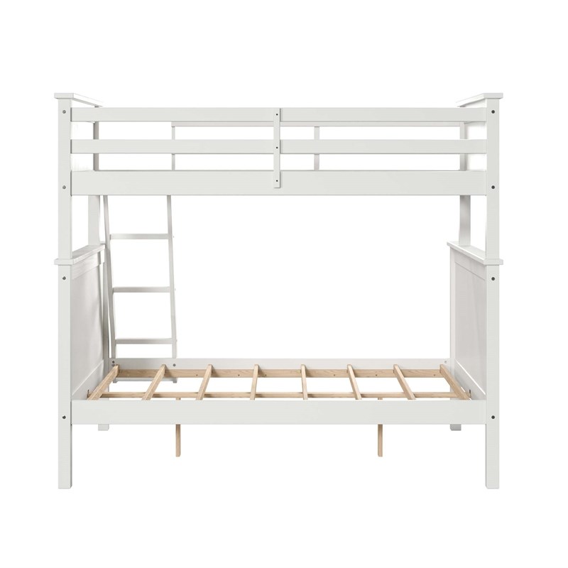 Linon Tilda Twin over Full Bunk Bed with Top Guard Rails in White Solid Wood