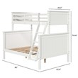 Linon Tilda Twin over Full Bunk Bed with Top Guard Rails in White Solid Wood