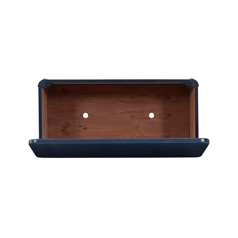 Linon Zana Cedar Lined Storage Chest with Rope Detail in Blue Distressed Wood