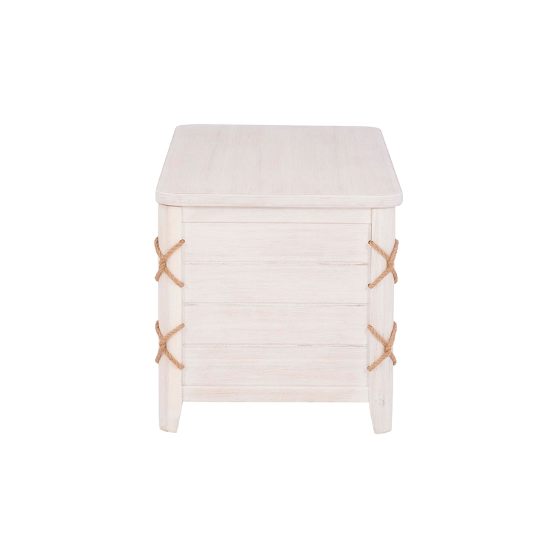 Linon Zana Cedar Lined Storage Chest with Rope Detail in White Distressed Wood