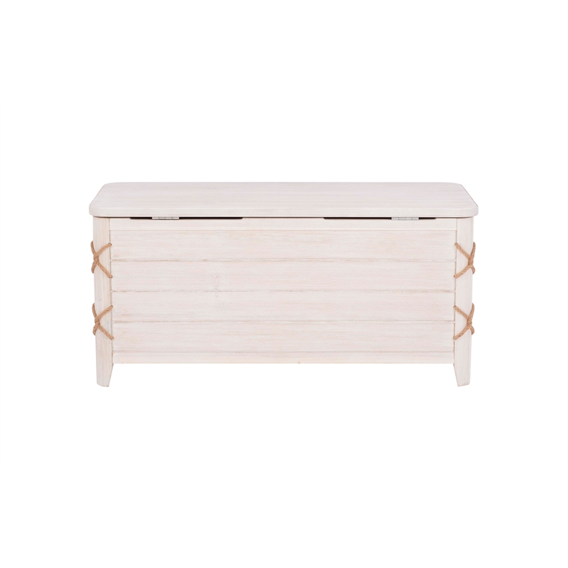 Linon Zana Cedar Lined Storage Chest with Rope Detail in White Distressed Wood