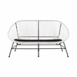 Linon Tallie Outdoor Loveseat Handwoven Wicker Roping Steel Frame in White