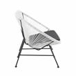 Linon Tallie Outdoor Loveseat Handwoven Wicker Roping Steel Frame in White