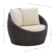 Linon Nara Outdoor Snuggle Chair Resin Wicker Weave with Cushions in Dark Brown