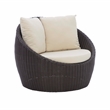 Linon Nara Outdoor Snuggle Chair Resin Wicker Weave with Cushions in Dark Brown