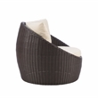 Linon Nara Outdoor Snuggle Chair Resin Wicker Weave with Cushions in Dark Brown