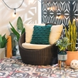 Linon Nara Outdoor Snuggle Chair Resin Wicker Weave with Cushions in Dark Brown