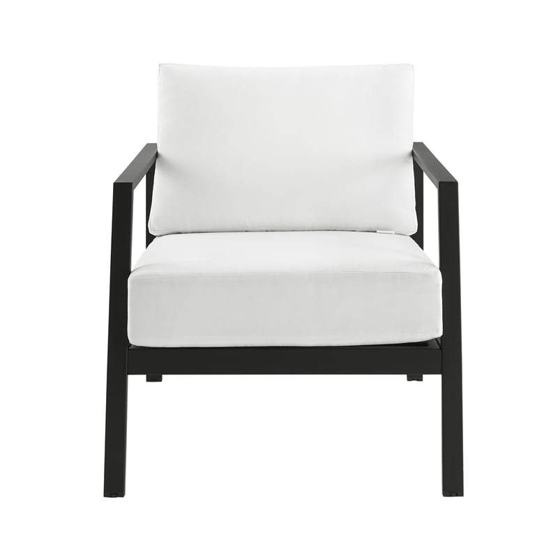 Linon Turner Aluminum Outdoor Chair White Stain Resistant Cushions