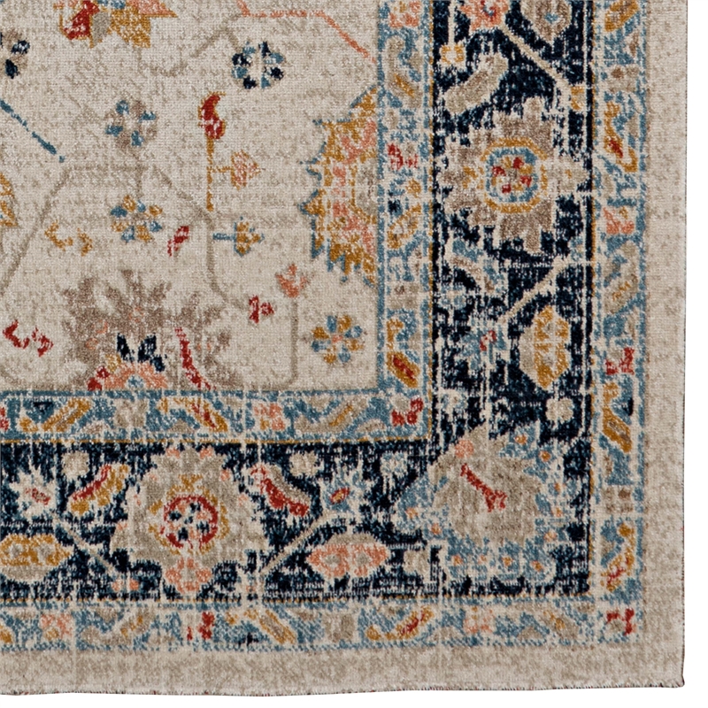 Linon Great Zero Leona Polyester 2'x3' Accent Rug in Ivory