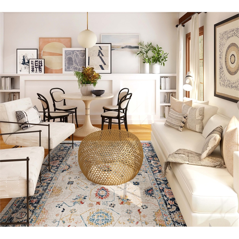 Linon Great Zero Leona Polyester 8'x10' Area Rug in Ivory