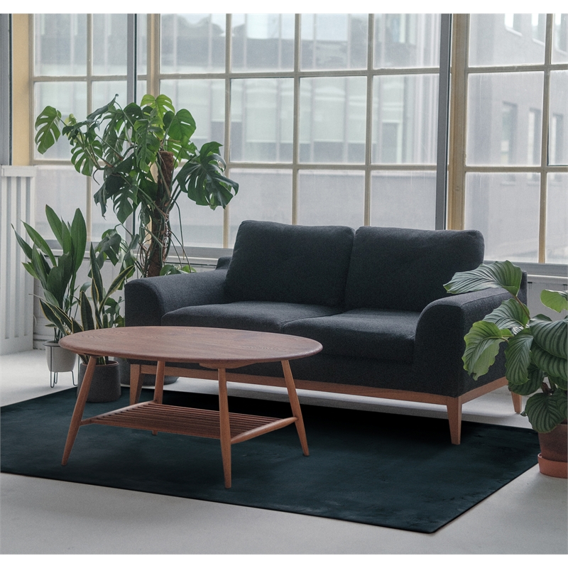 Linon Maven Faux Rabbit Polyester 3'x5' Accent Rug in Charcoal Gray