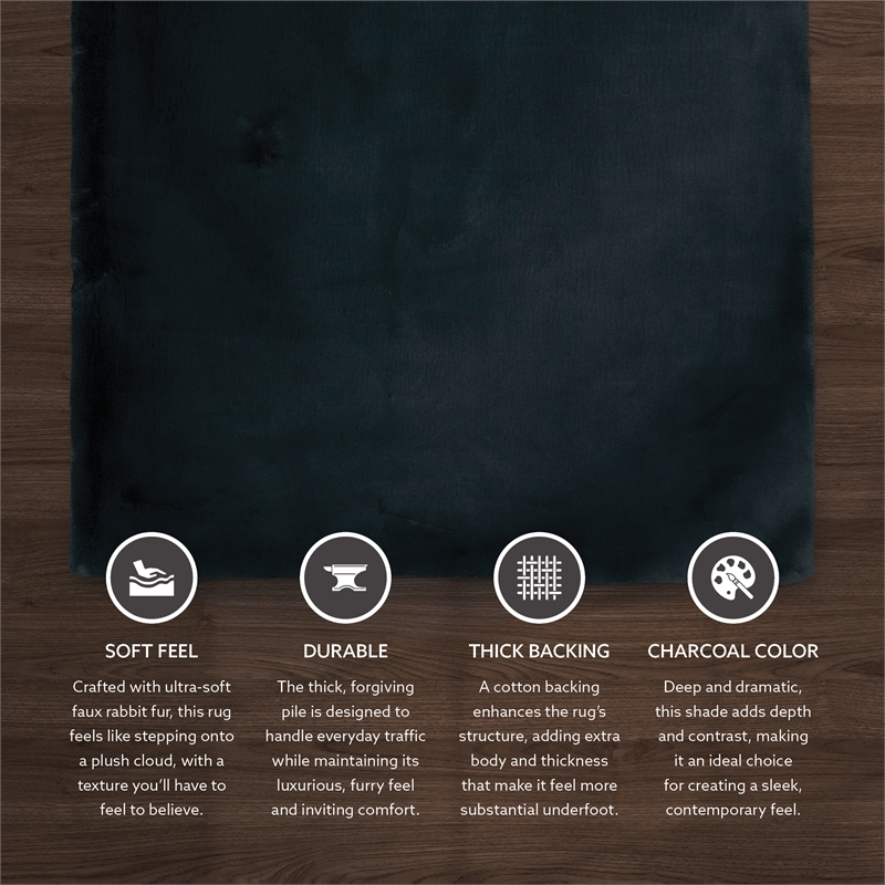 Linon Maven Faux Rabbit Polyester 7'6