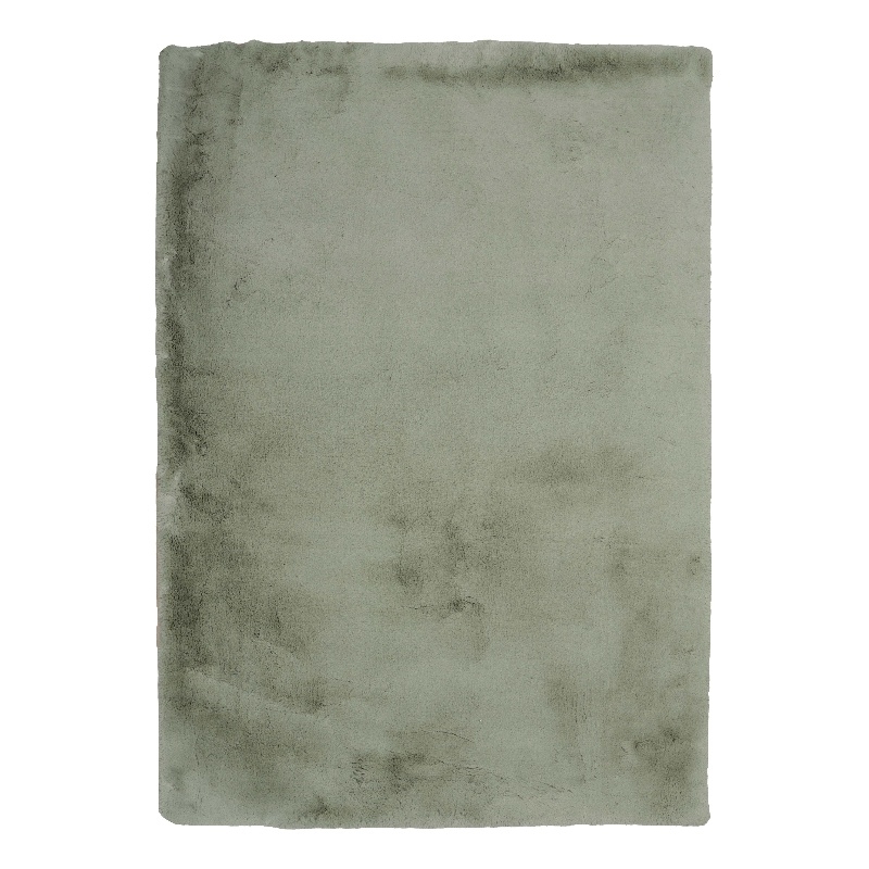 Linon Maven Faux Rabbit Polyester 5'x7' Area Rug in Green