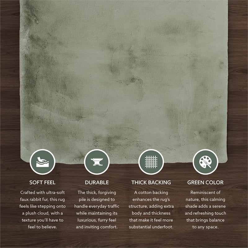 Linon Maven Faux Rabbit Polyester 7'6