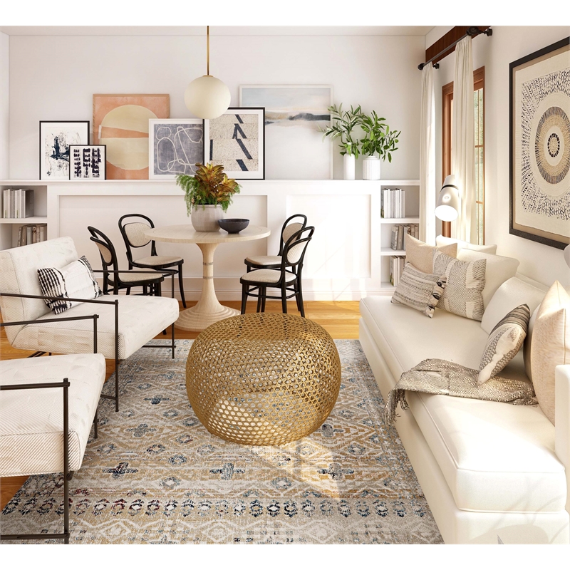 Linon Great Zero Leopold Polyester 8'x10' Area Rug in Tan