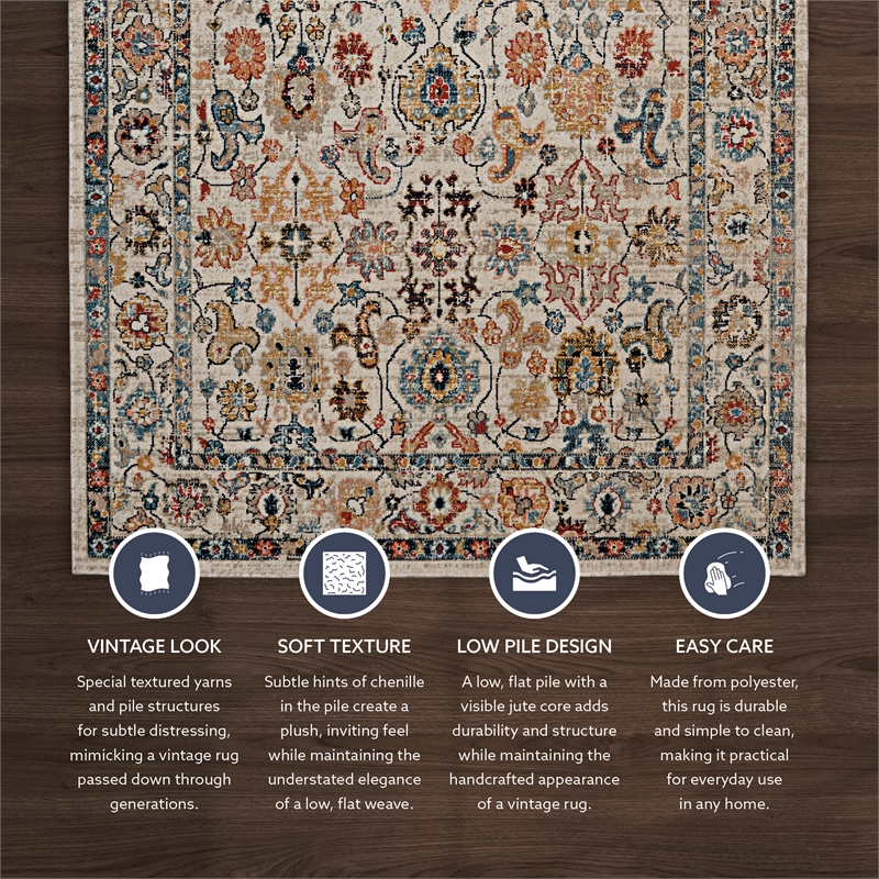 Linon Great Zero Laramie Polyester 3'x5' Accent Rug in Ivory