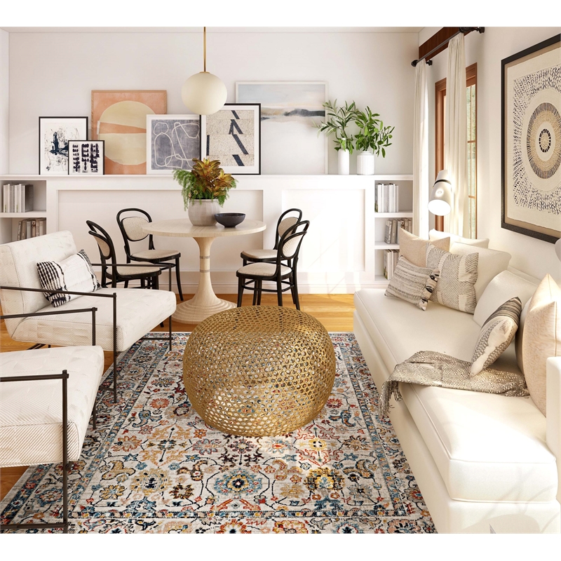 Linon Great Zero Laramie Polyester 8'x10' Area Rug in Ivory