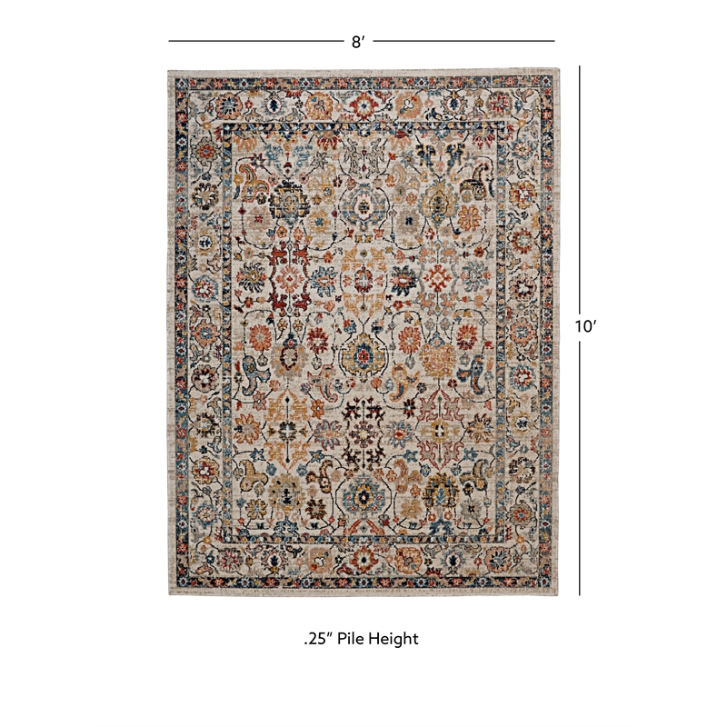 Linon Great Zero Laramie Polyester 8'x10' Area Rug in Ivory