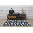 Linon Motif Printed Faux Rabbit Sketch Polyester 3'x5' Accent Rug in Black