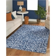 Linon Motif Printed Faux Rabbit Ingrain Polyester 5'x7' Area Rug in Blue